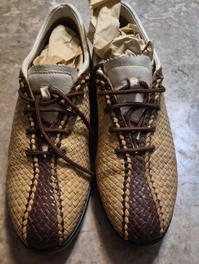 Men's Woven Leather Slip-On Loafers - Brown and Tan